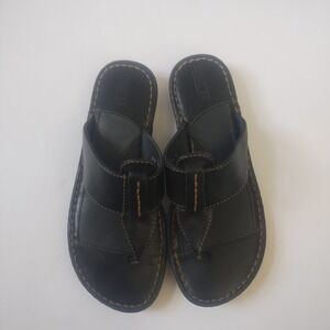 Born Leather Thong Slide Sandals Women's 7 Black Boho Casual Minimalist
